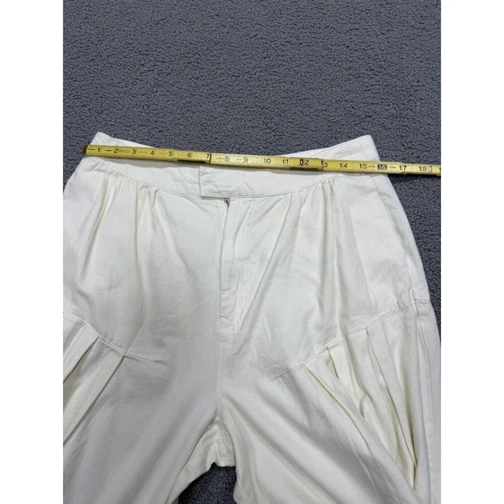 Free People Barrel Pants Ivory Women Pleated Preppy Vacay Boho Retro Size 12 New